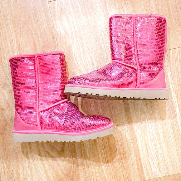 Ugg Short Glitter Sequin Boots Size 7 - Picture 5 of 7